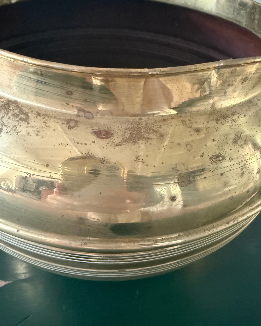 Vintage koperen plantenpot – Ø 20 × 18 cm