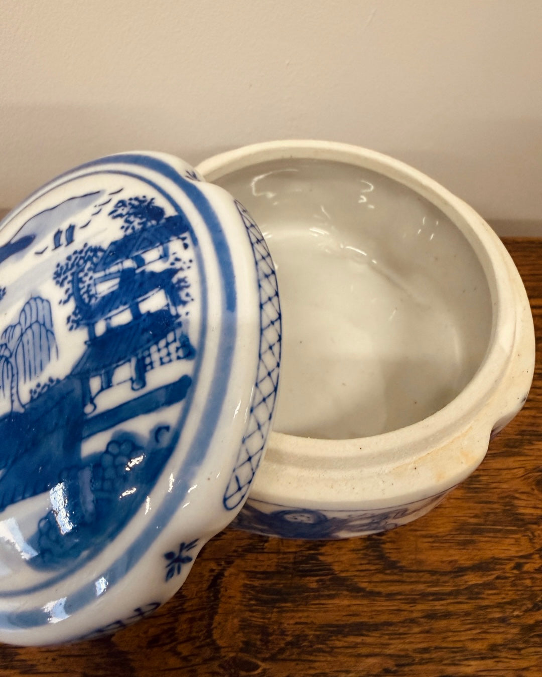 Chinees blauw-wit dekselpotje – ø 10 cm