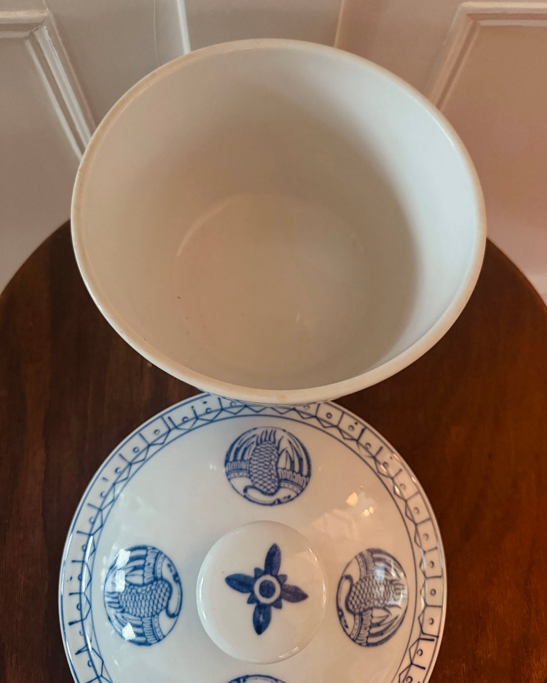 Blauw-witte Chinese pot met deksel – Ø 19 cm