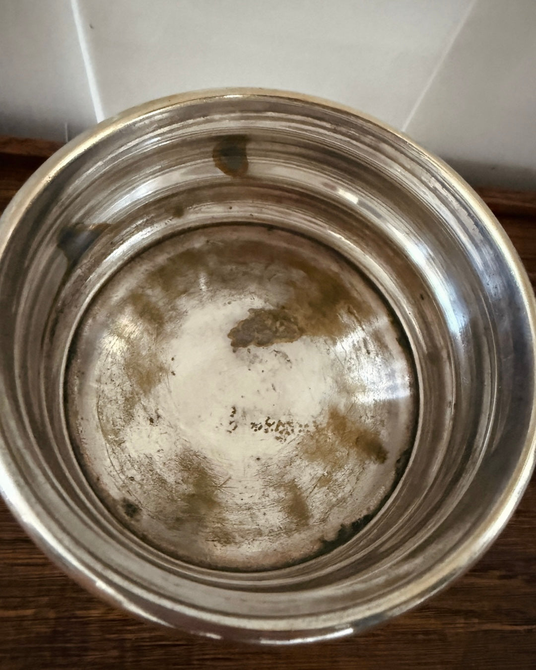 Vintage verzilverde flessenhouder – geribbeld