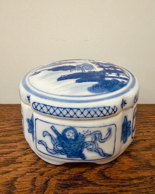 Chinees blauw-wit dekselpotje – ø 10 cm
