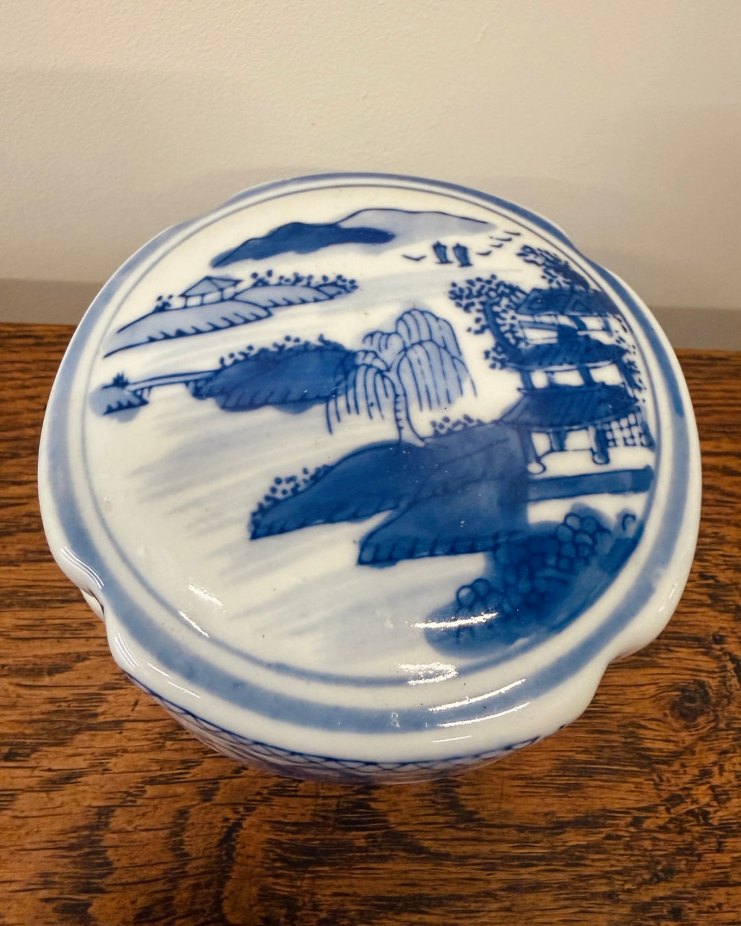 Chinees blauw-wit dekselpotje – ø 10 cm