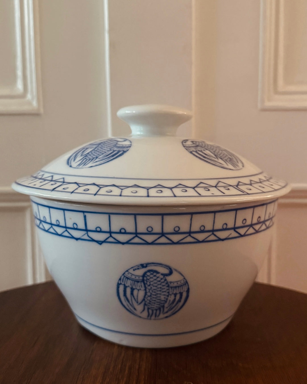 Blauw-witte Chinese pot met deksel – Ø 19 cm