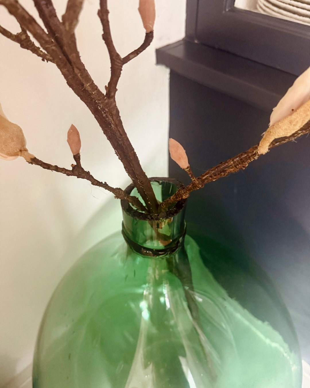 Grote Franse Mondgeblazen Demijohn Fles – Groen Glas