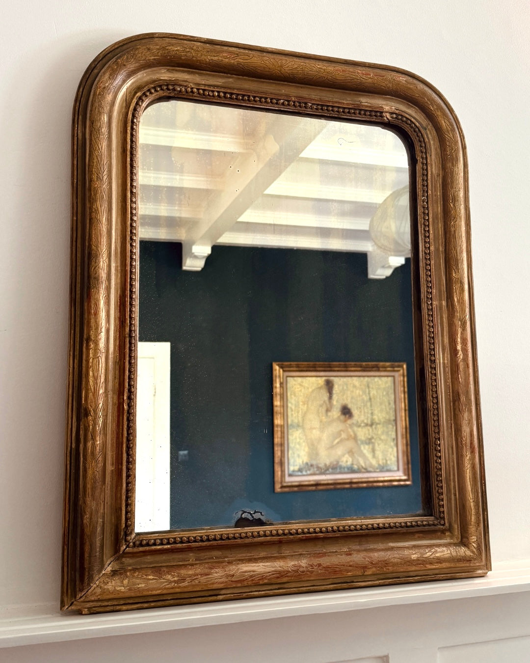 Franse spiegel met originele spiegelplaat | 55 × 70 cm