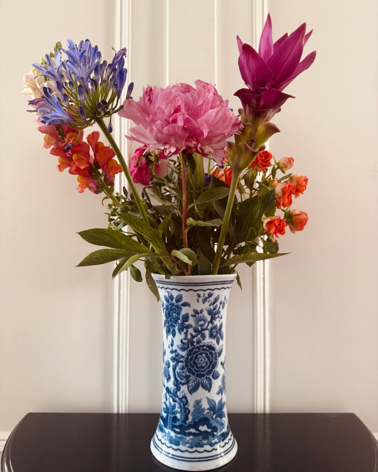 Blauw-witte bloemenvaas