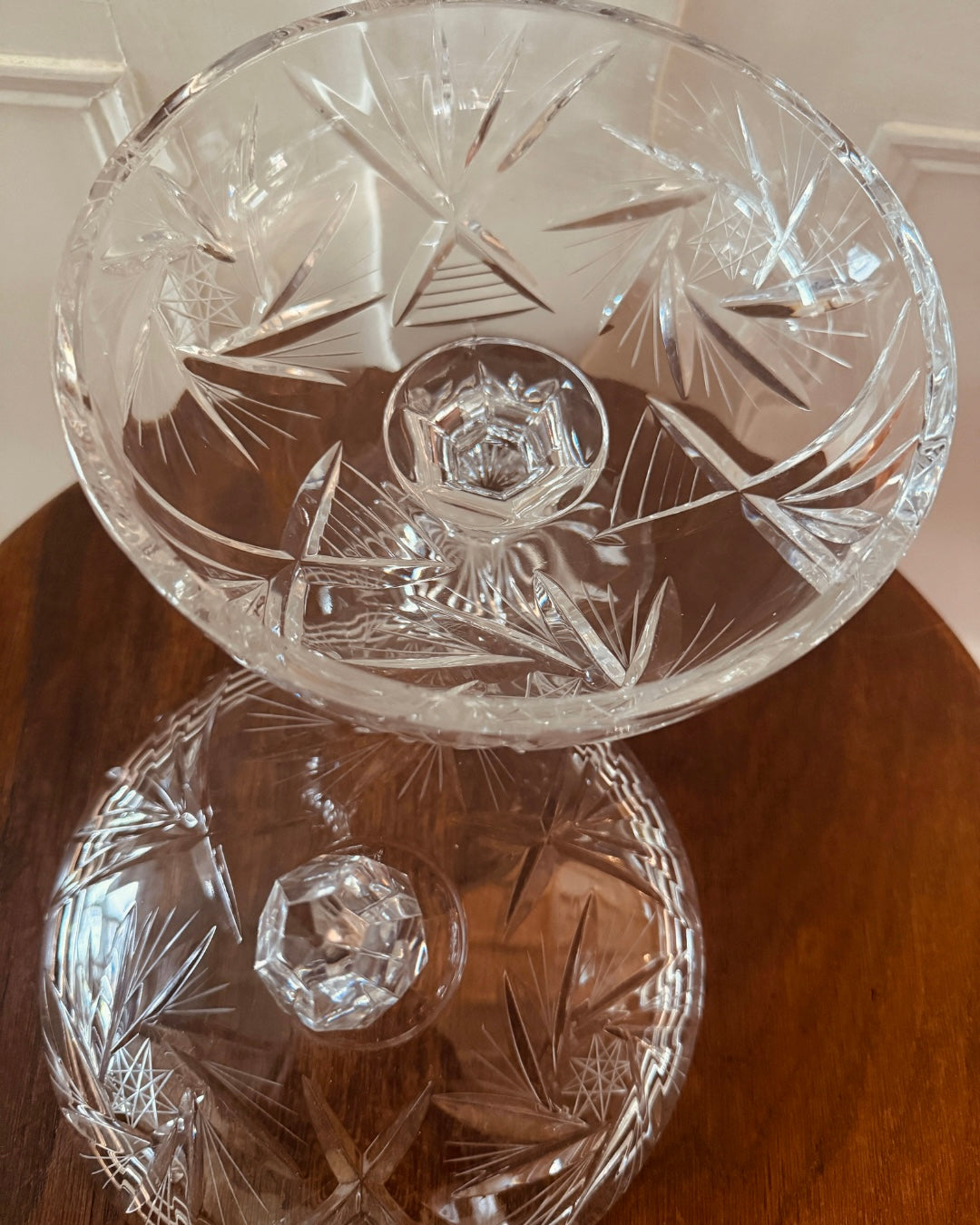 Vintage kristallen schaal op voet met deksel – 25 cm