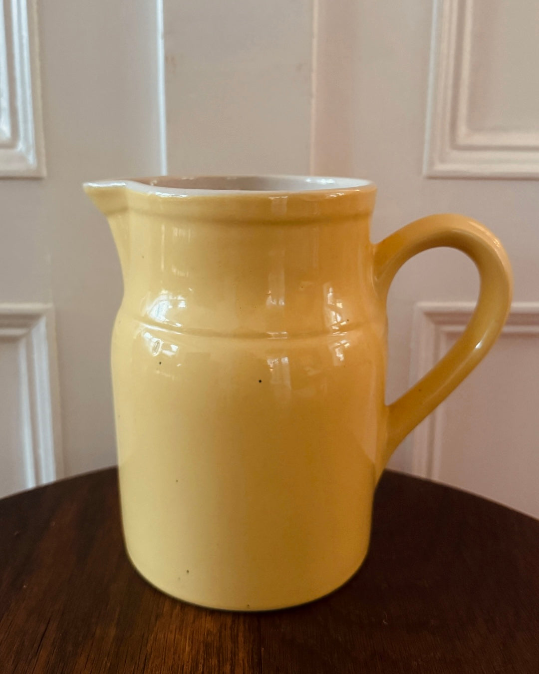 Vintage gele aardewerken kan – 17 cm