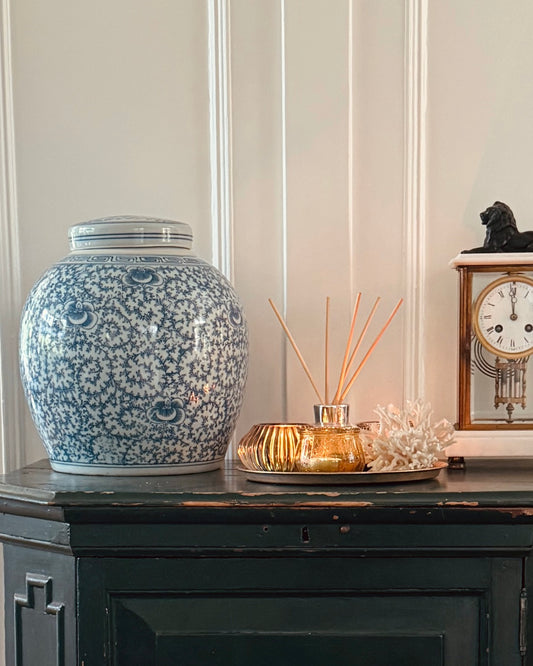 Chinese gemberpot met deksel – blauw-wit