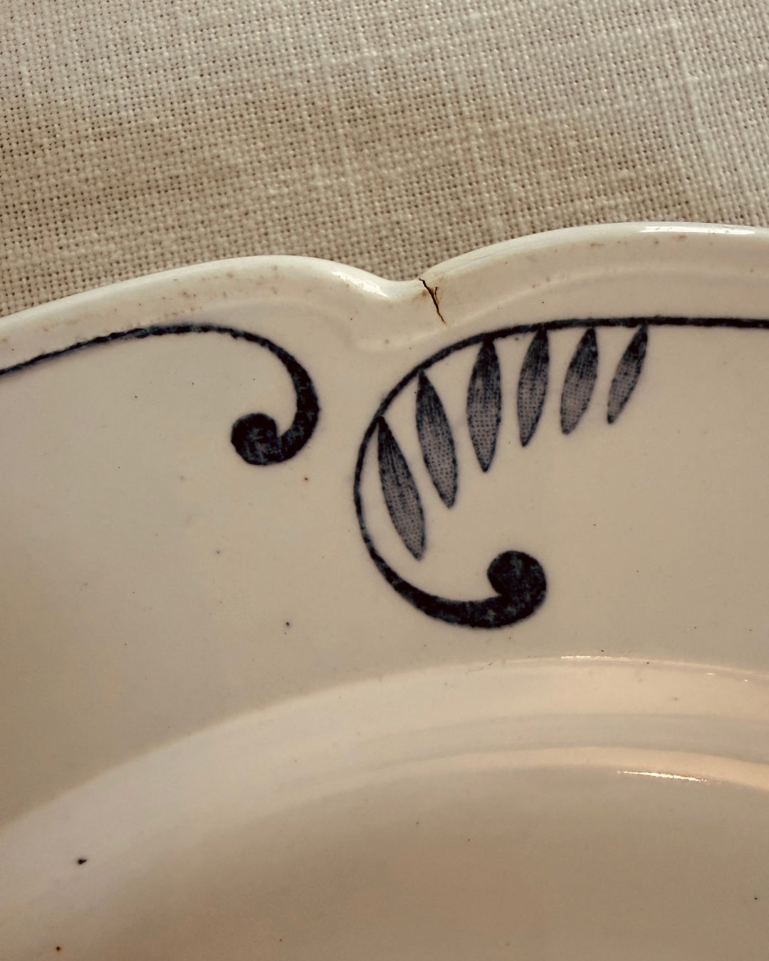 Set Franse schalen Palma – Terre de Fer Onnaing (blauw/wit)