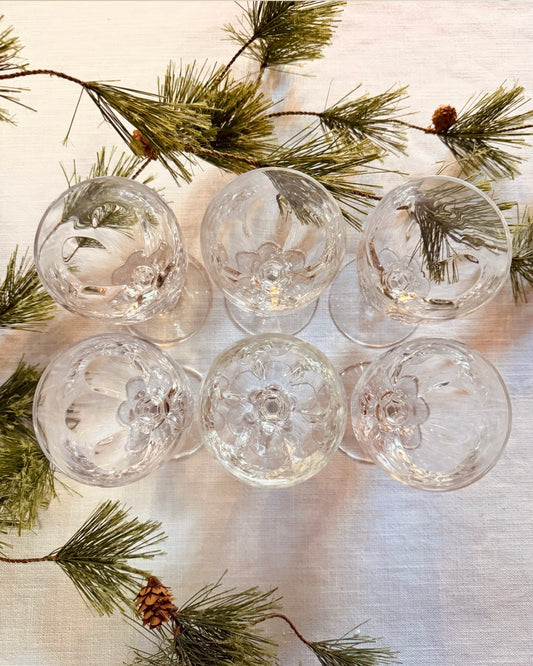 Set vintage kristallen wijnglazen