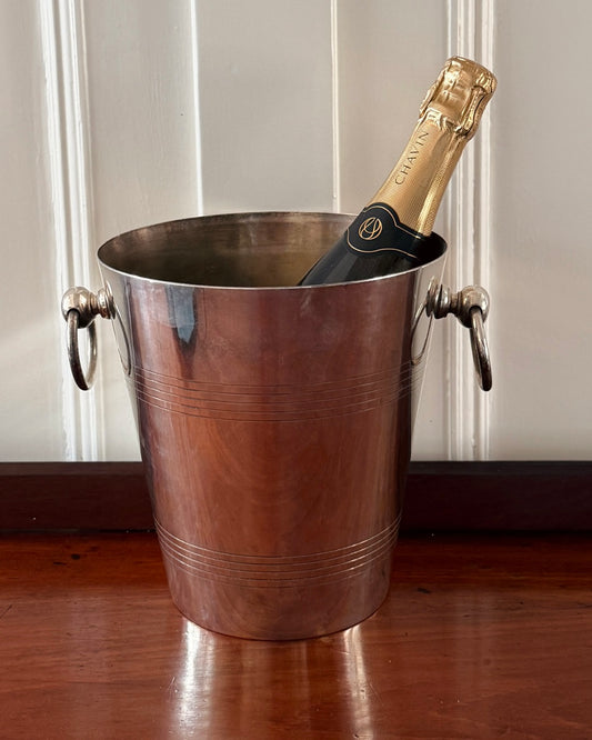 Verzilverde champagnekoeler met ringgrepen