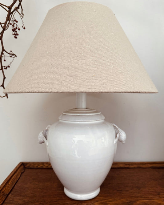 Keramieken tafellamp met linnen kap