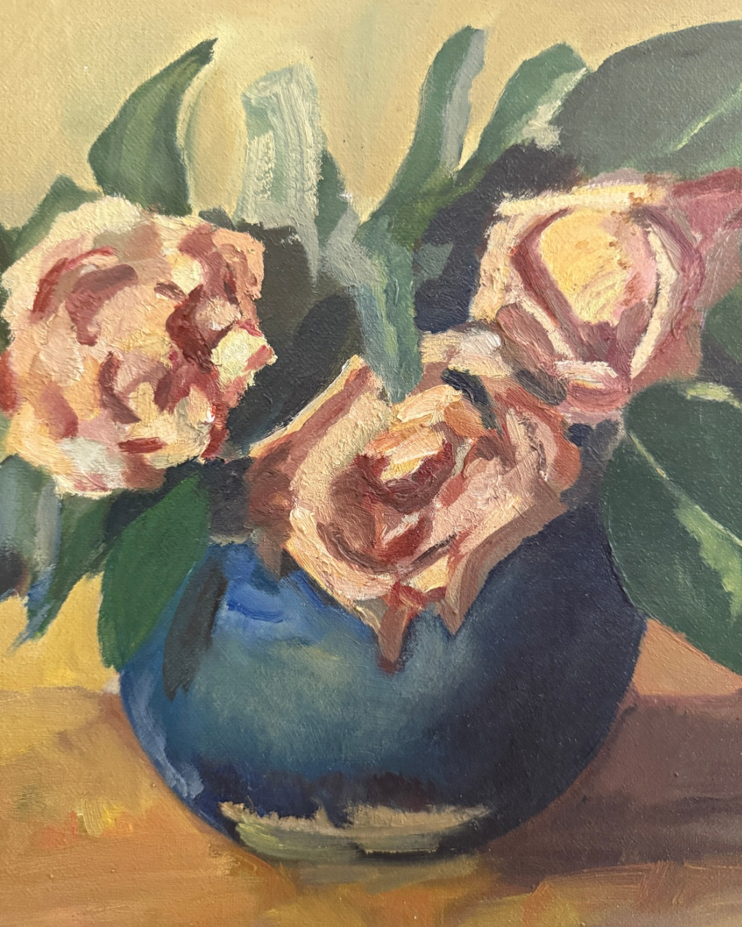 Vintage olieverfschilderij met bloemstilleven | Gesigneerd Jannie Vlaanderen - Rebel