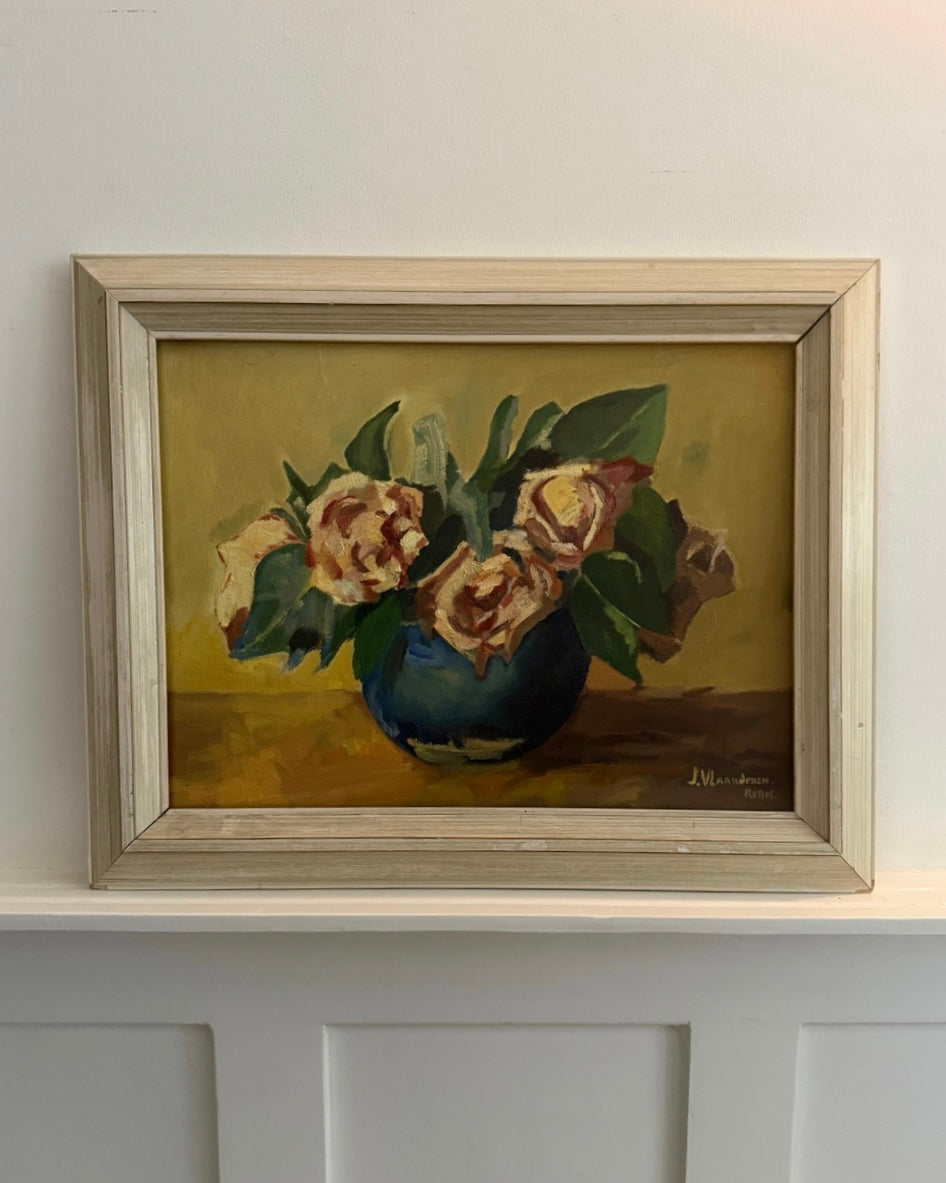 Vintage olieverfschilderij met bloemstilleven | Gesigneerd Jannie Vlaanderen - Rebel