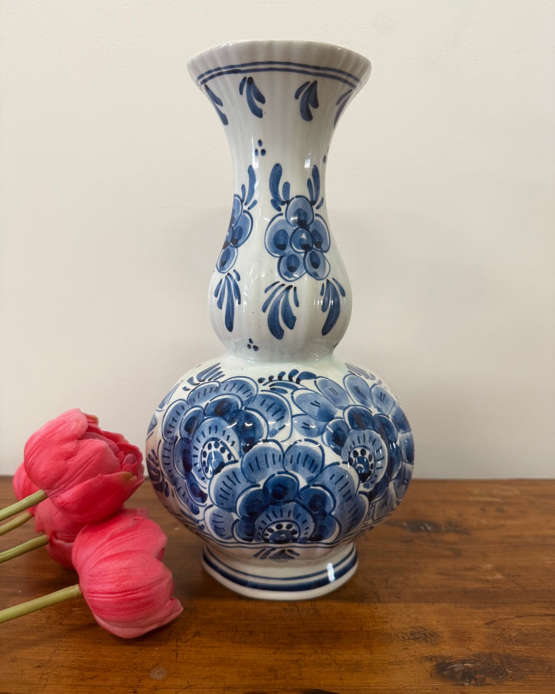 Vintage Delfts blauwe buikvaas handbeschilderd – 26 cm