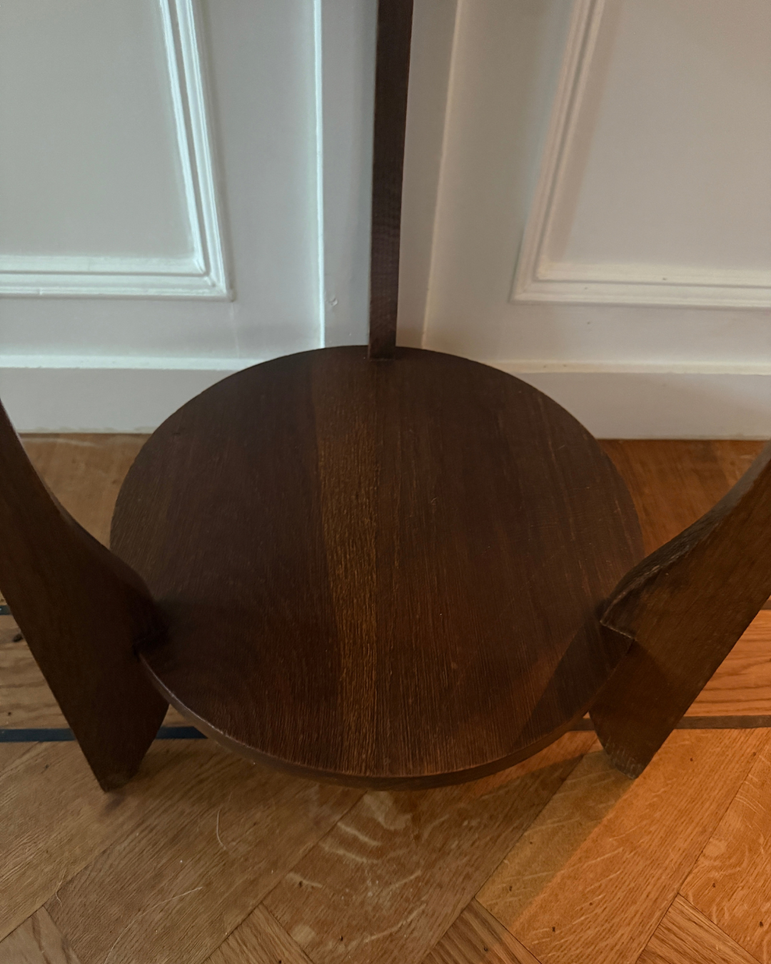 Vintage houten bijzettafeltje– Ø 33,5 cm