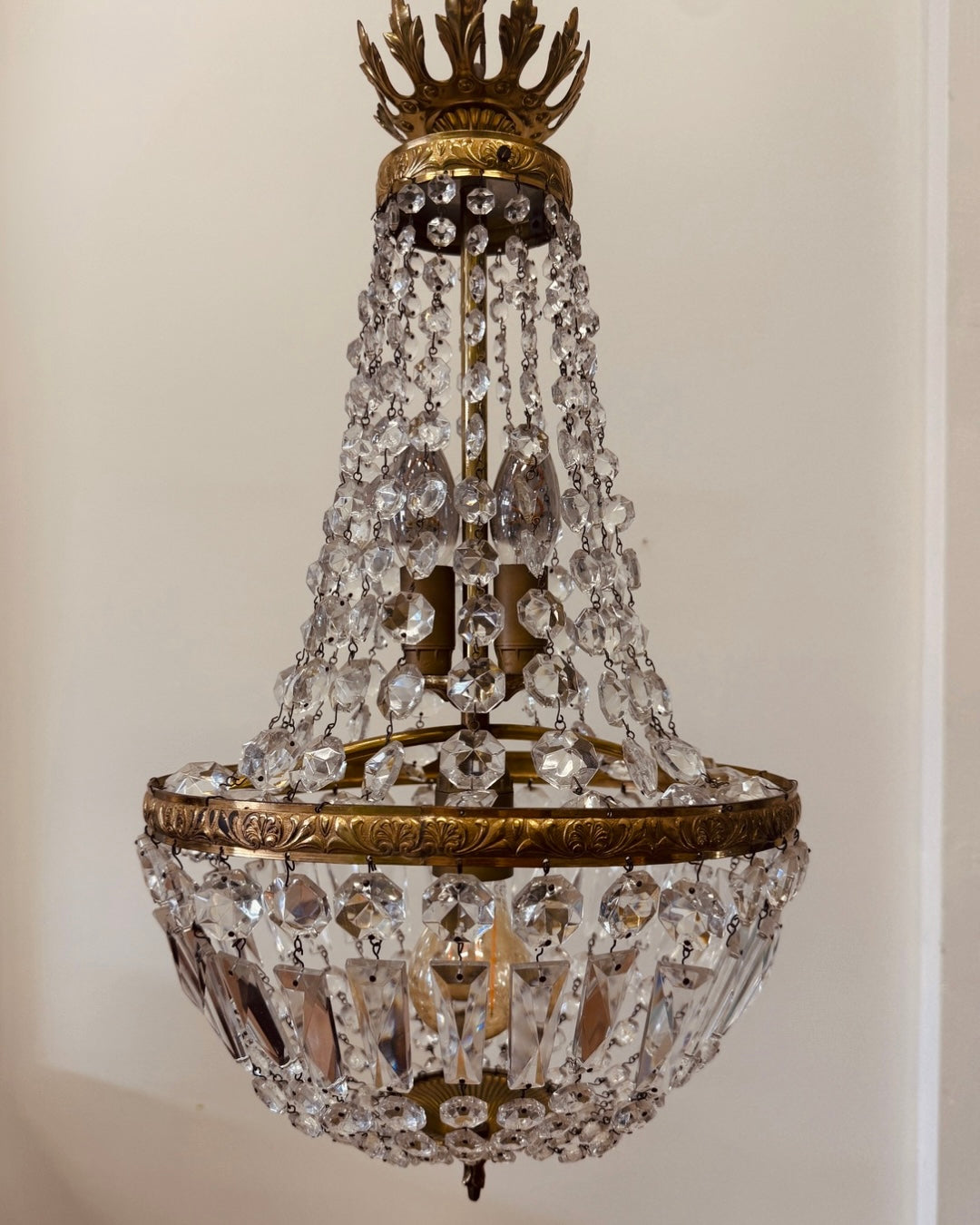 Franse zakkroonluchter met kristallen – Ø 30 x 75 cm