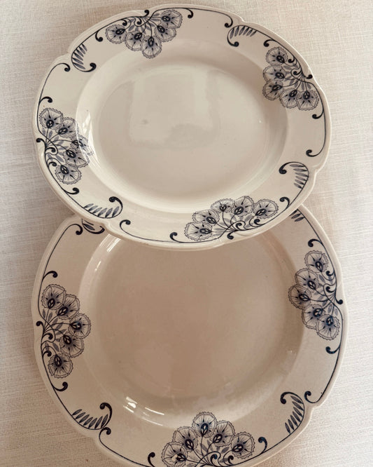 Set Franse schalen Palma – Terre de Fer Onnaing (blauw/wit)