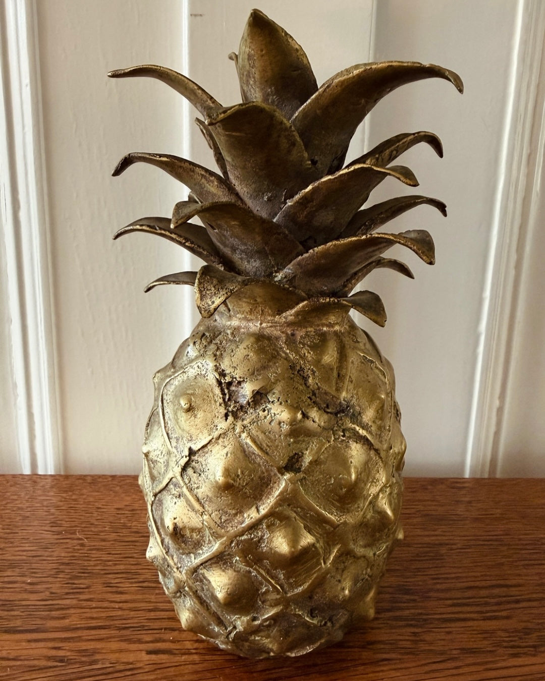Zware vintage ananas goudkleurig – 21 cm