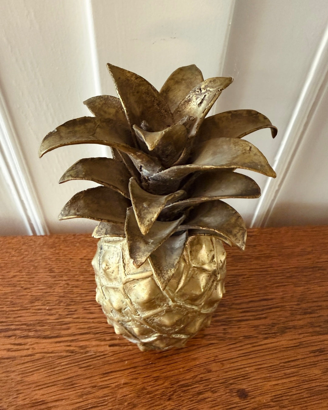Zware vintage ananas goudkleurig – 21 cm
