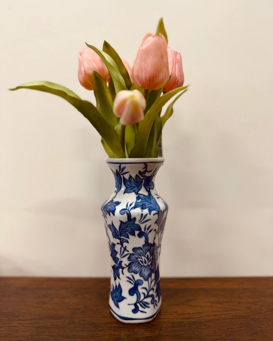 Blauw-wit vaasje met florale decoratie - Nieuw product!